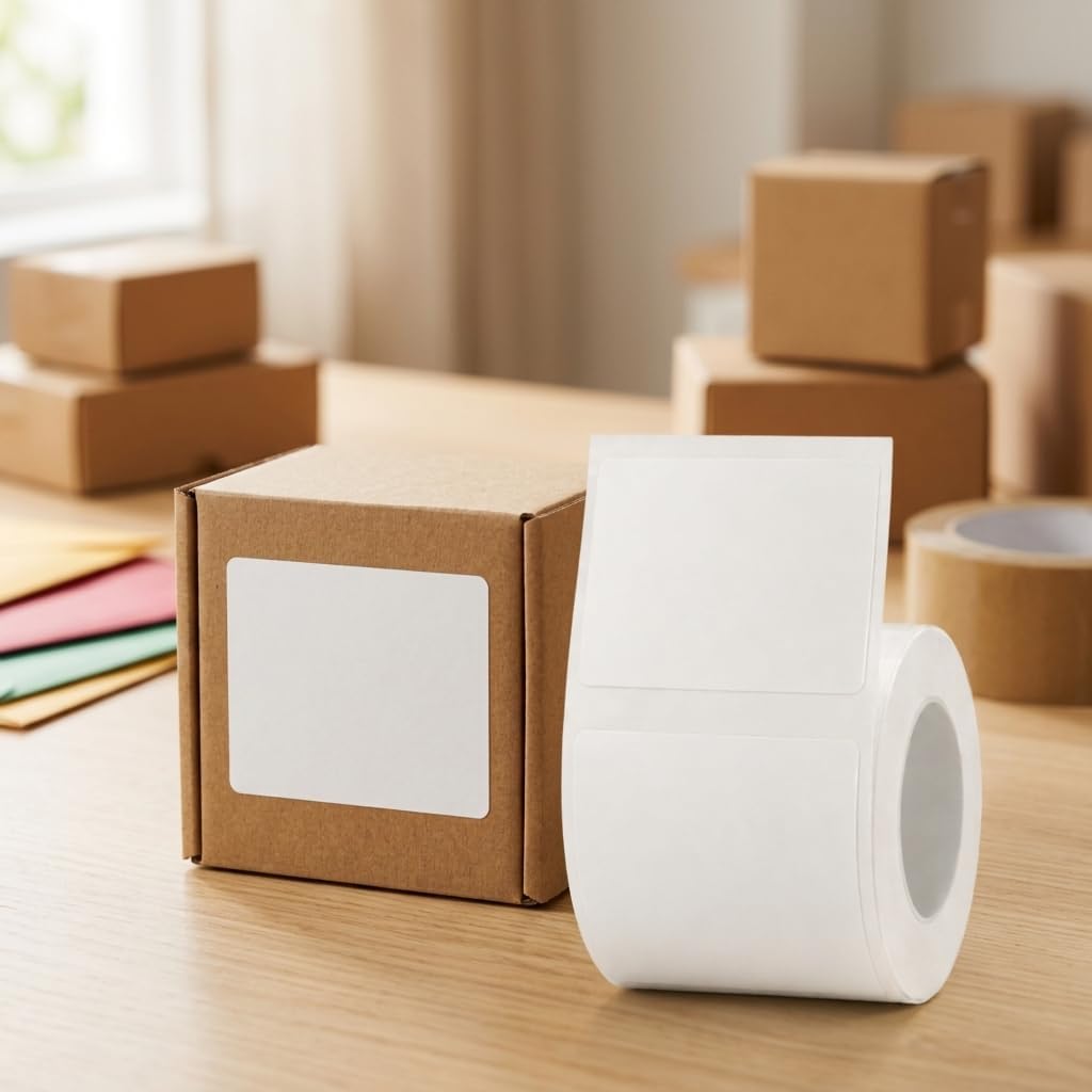 White Square Thermal Label Stickers - 2 Rolls for Phomemo M110 M200 M120 M220 EP210 Printers | 40x30mm