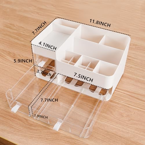 KLGO Makeup Organizer with 3 Drawers – Clear Cosmetic Storage for Vanity