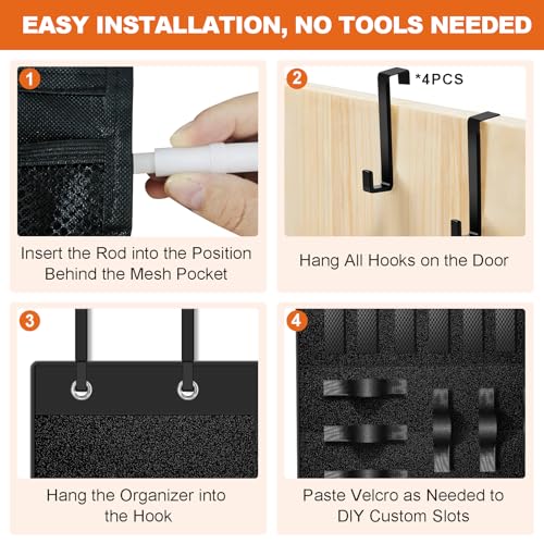 Over Door Toy Gun Organizer with 11 Pockets & 25 Straps