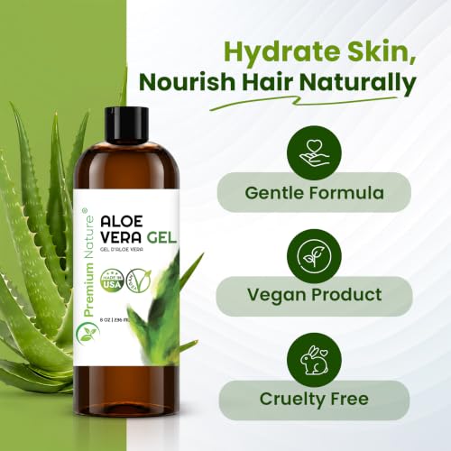 Premium Nature Pure Aloe Vera Gel for Face & Skin - 8 fl oz Pack of 1