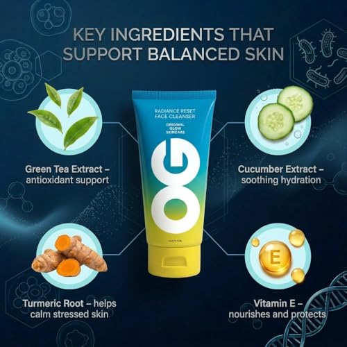 Original Glow Skincare Reset Face Cleanser 100ml – Gentle Pre & Postbiotic Face Wash for Sensitive Skin & Acne-Prone Skin