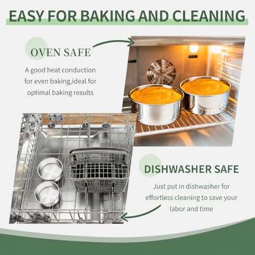 TeamFar 5-Inch Stainless Steel Cake Pan Set of 2 - Non-Toxic Bakeware