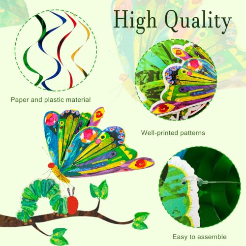Hungry Caterpillar Hanging Swirl Decorations - 40pcs Birthday Party Supplies