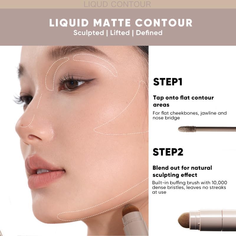 JUDYDOLL Cool Toned Contour Stick 01 Gray Brown Liquid Bronzer for Face & Makeup