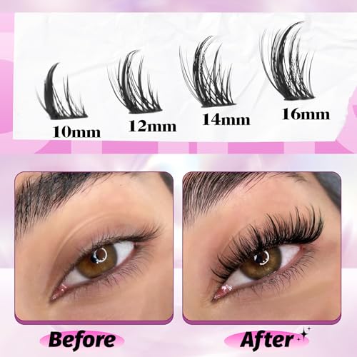 Anime Lash Clusters Kit - 120 Pcs Spiky Eyelash Extensions 10-16MM