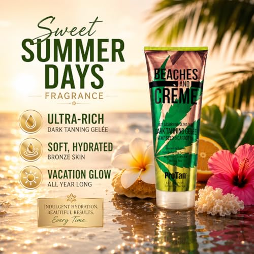 ProTan Beaches & Crème Hemp Dark Tanning Gel - Fast Absorbing, Nourishing 8.5oz