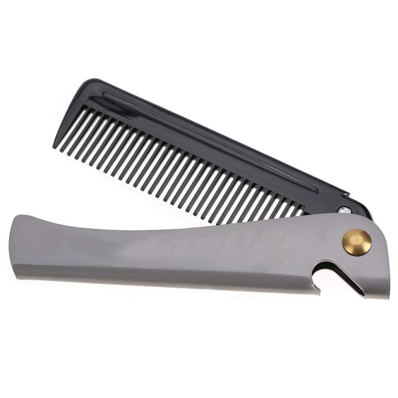 Pocket Stainless Steel Beard Comb Moustache Comb with Smooth Round Teeth for Men Grooming Beard Maintenance Tool (Peines para Barba y Bigote)