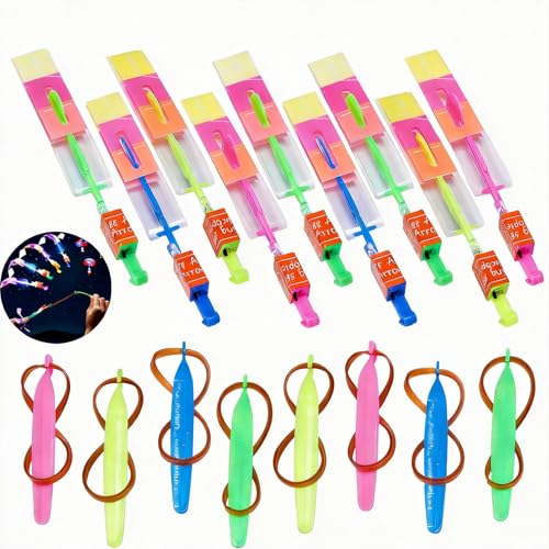 Revanak LED Flying Set - 50 Pcs Slingshot & Glow Helicopters