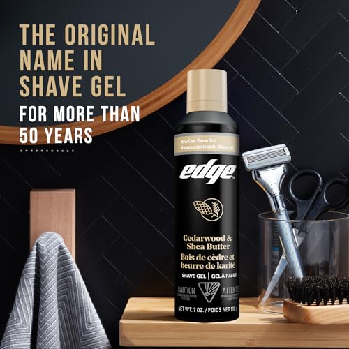 Edge Shave Gel for Men, Cedarwood & Shea Butter, 7oz (3 Pack)