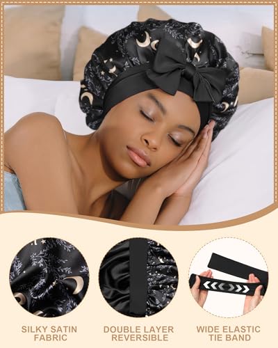 AWAYTR Reversible Satin Sleep Bonnet for Women & Men, Hair Protection & Styling