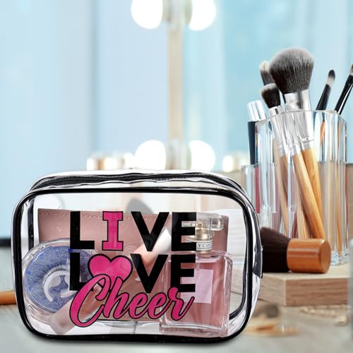 Cheerleading Theme Makeup Bags - 12 Pcs Clear PVC Zipper Pouch