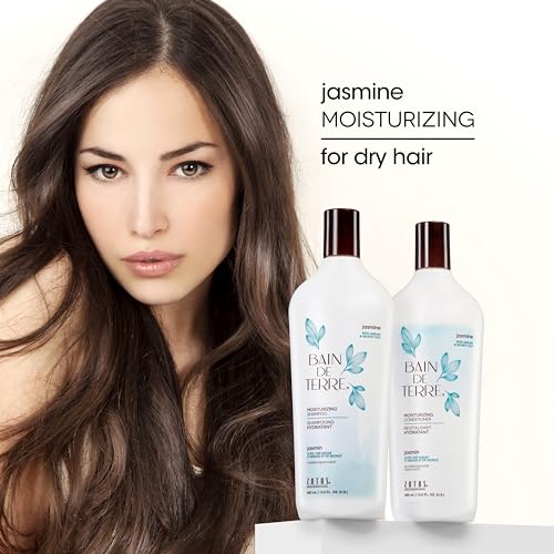 Bain de Terre Jasmine Moisturizing Conditioner 13.5 Fl Oz - Hydrating Argan & Monoi Oil Formula, Vegan & Color-Safe