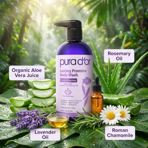 PURA D'OR Lavender Body Wash 16 Oz – Calming & Hydrating Formula