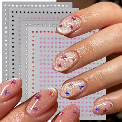 6 Sheets Self-Adhesive Star Nail Decals for Creative Nail Art