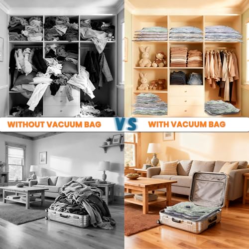Travel Vacuum Bags with Rechargeable Pump - 12 PCS Space Saver