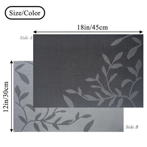 Panda Palm Heat-Resistant Vinyl Placemats Set of 8 - Black