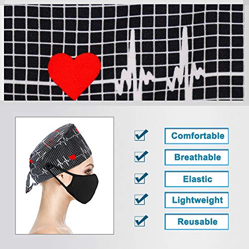 Cute Teeth Working Cap with Button - 3PCS Breathable Sweatband