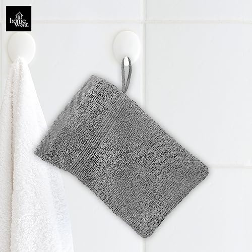 Homewear High Rise Stripe 6-Pack Wash Mitt Set Grey - Low Twist, Highly Absorbent