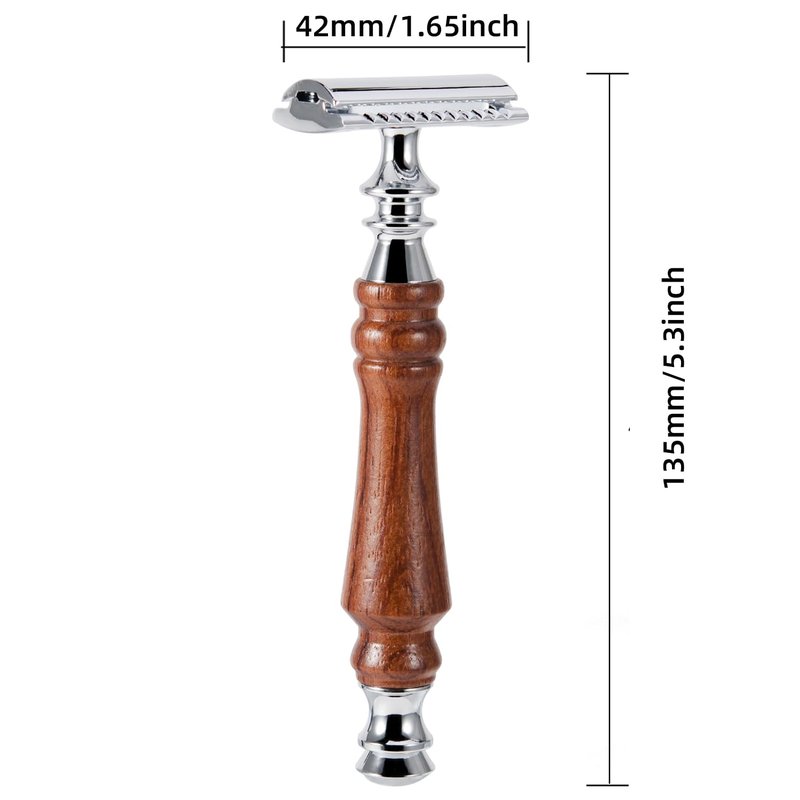 Grandslam Safety Razor Shaving Kit for Men,Pure Badger Hair Brush and Double Edge Safety Razor (Closed Comb) with Rosewood Handle, Shaving Stand, 10 Razor Blades, Perfect for Every Day Use