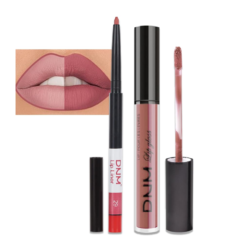 Medium Brown Beige Lip Liner & Matte Lipstick Set - Vegan, Long-Lasting, Waterproof | 2 Pcs
