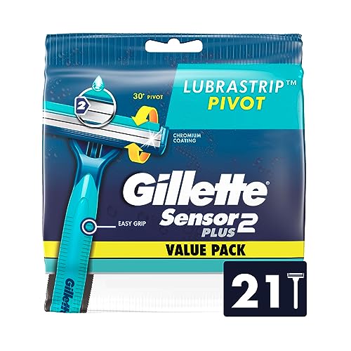 Gillette Sensor2 Plus Pivoting Head Men's Disposable Razors, 21 Count
