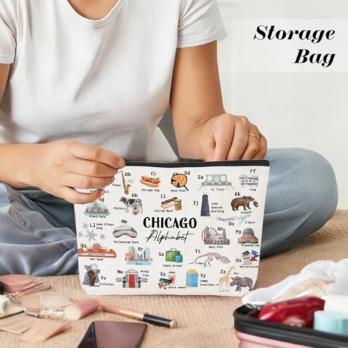 ChiCaGo Alphabet Cosmetic Bag – PQV Travel MakeUp Pouch for Women (Chicago Lovers)