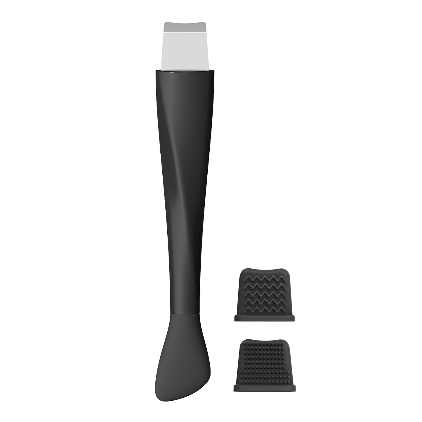 Vangines Blackhead Remover Tool, Stainless Steel Face Scraper, Skin Scrubber Face Spatula for Deep Cleansing, 3-in-1 Skin Care Tool with Blackhead Scraper, Mask Applicator & 2 Silicone Heads (Black)