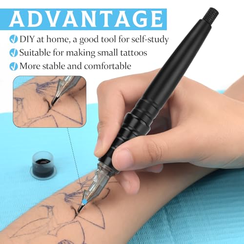 ATOMUS Gray DIY Tattoo Cartridge Pen Kit with Stencil Practice Skin & Ink Cups