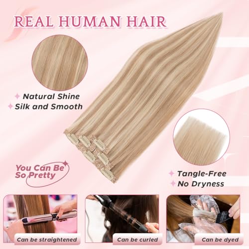 SEGO Pro 10 Inch Clip-In Hair Extensions - 12P613 Golden Brown & Bleach Blonde Highlights