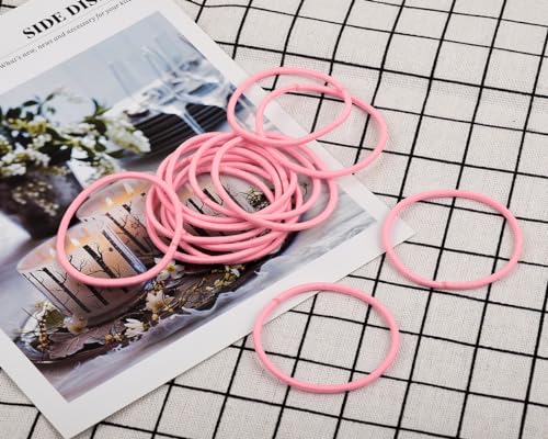 50-Pack Pink Elastic Hair Ties - No Damage Ponytail Holders
