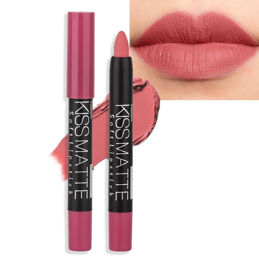 Matte Lipstick - Long-Lasting Velvet Lip Crayon with Waterproof Formula | Smooth Lightweight Lip Color, 08