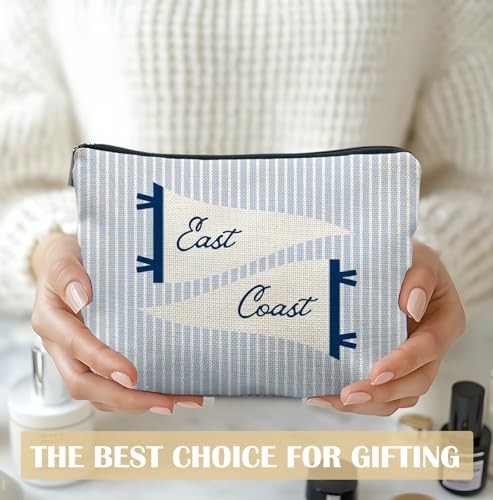Elpwk Coastal-East Coast Nautical Striped Makeup Bag for Women - Beach & Travel Organizer