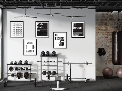 Motivational Fitness Wall Art Set - 5 Inspirational Posters 8x10"