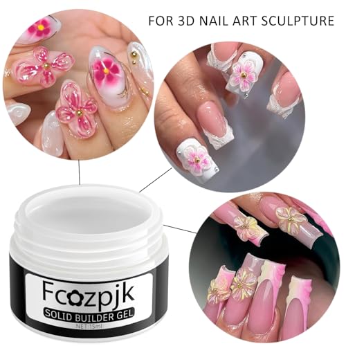 Fcozpjk Solid Builder Gel for Nails - Pearly White & Clear 15ml