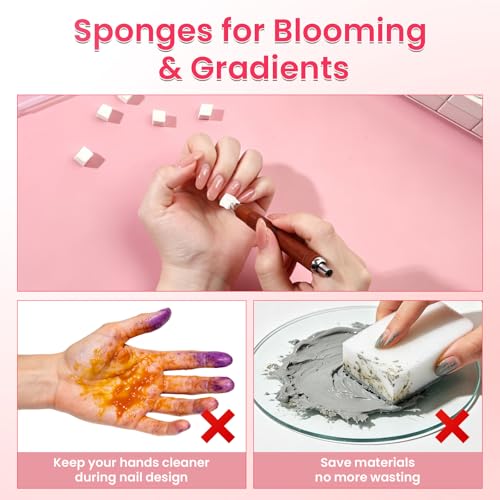 BQAN Brown Nail Sponges for Ombre Nail Art, Upgraded Mini Blending Sponges