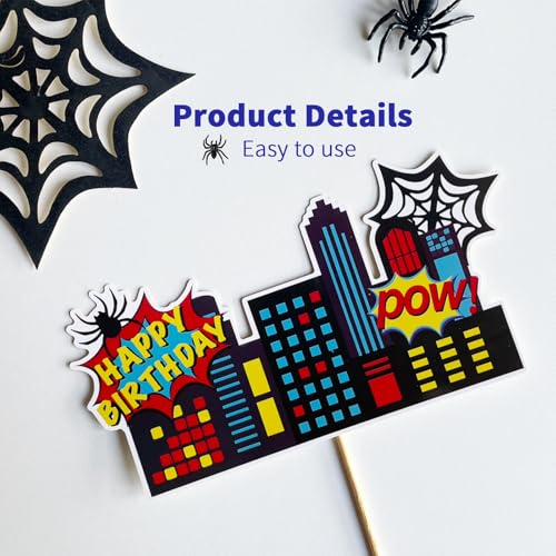 Spider City Theme Cake Topper Set - 38pcs Birthday Decorations