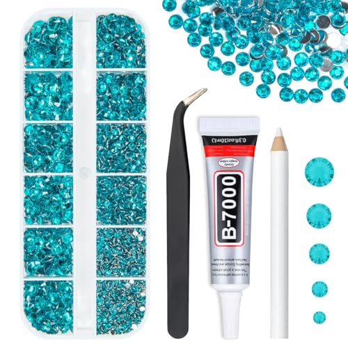 Blue Zircon Crystal Rhinestones with B7000 Glue for Crafting