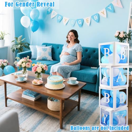 Lovelite Baby Shower Balloon Boxes with Letters - 4 Transparent Decorations