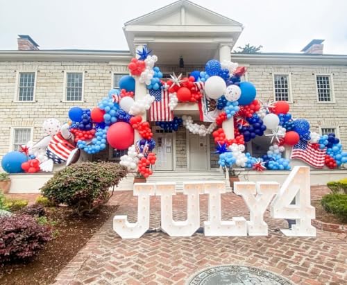 Red White Blue Balloon Arch Kit - 140 Pcs for 4th of July Parties