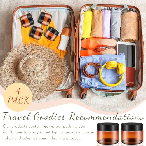 SATINIOR 12 Pack 2 oz Amber Plastic Jar with Lids – Refillable Clear Round Cosmetic Containers