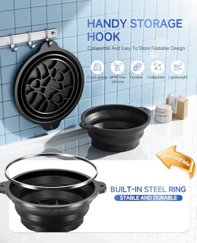 Dtuoen Collapsible Face Ice Bowl for Cold Plunge Therapy - Black