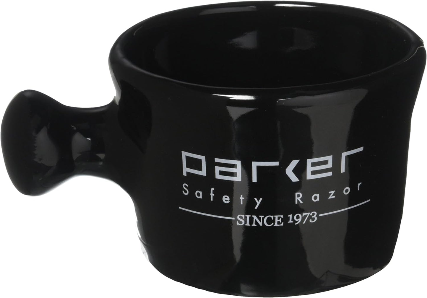 Parker Deluxe Stoneware Apothecary Shaving Mug – for use with up to 3” Shave Soaps and Lathering Shave Creams – Handmade in the USA (Black)