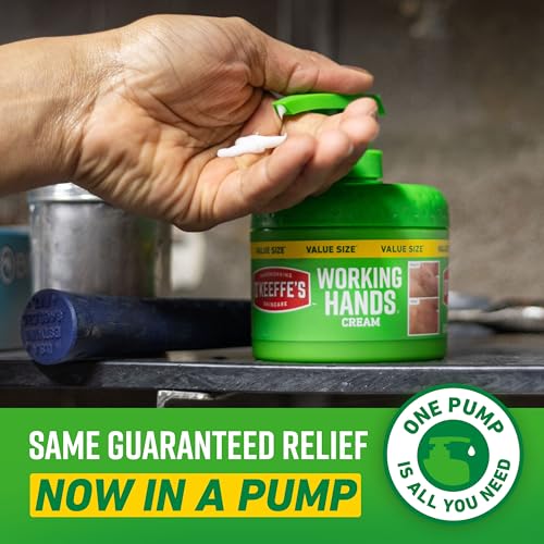 O'Keeffe's Working Hands Hand Cream in a Pumpable Jar for Extreme Dryness ? 10oz Pump (1 Pack) - Repairing Skincare for Cracked, Dry Hands
