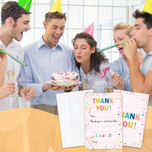 Colorful Kids Thank You Cards with Envelopes - 20 Pack