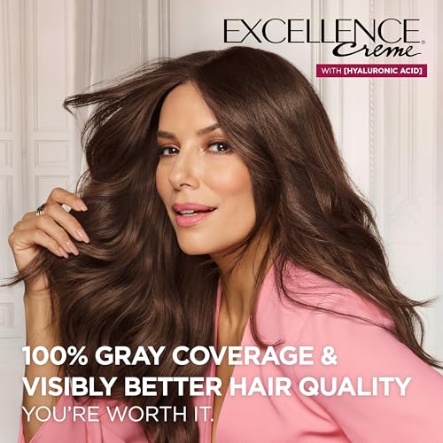 L'Oreal Paris Excellence Crème Hair Dye, 5 Medium Brown - 100% Gray Coverage