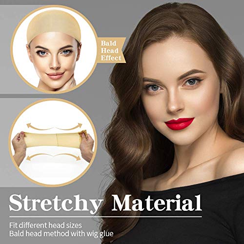 Dreamlover Beige Wig Caps for Women - 12 Pack, Soft & Breathable