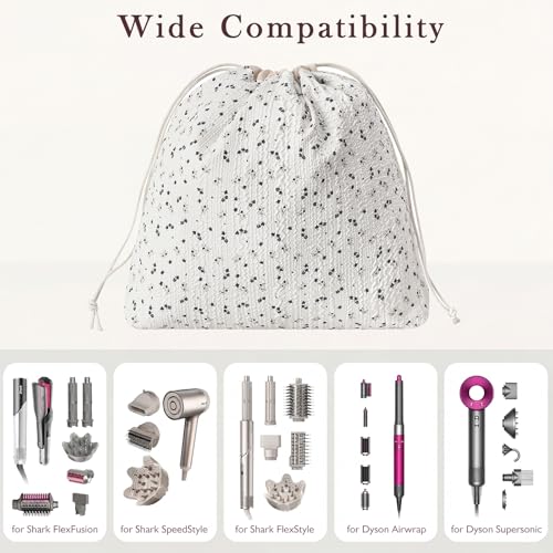 Large Drawstring Hair Tools Travel Bag - 03 Dark Blue Flower