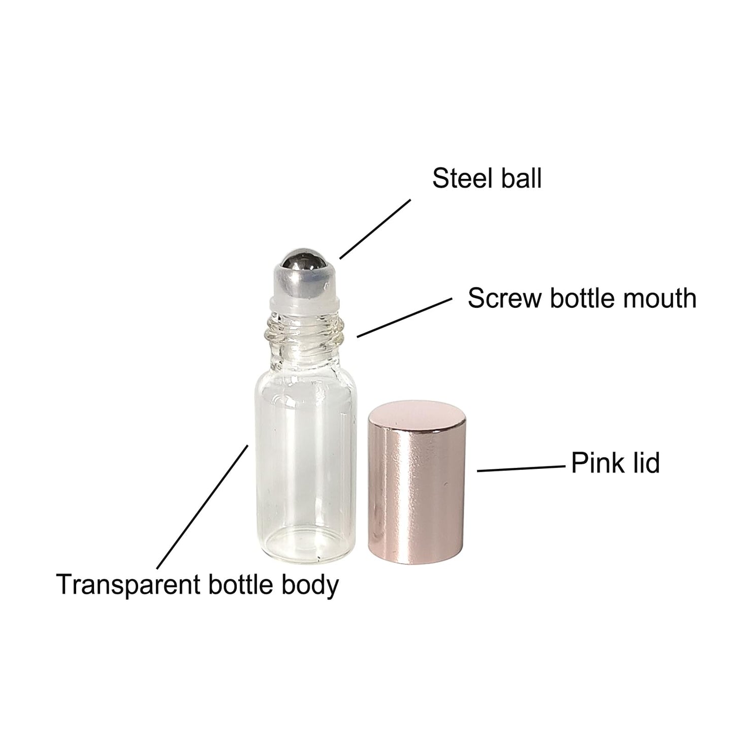 AGENIZ 50Pcs Mini Clear Glass Roller Bottles for Essential Oil, 3ml Roller Bottles with Stainless Steel Roller Balls, Refillable Roll on Bottle (Clear, 3ml)