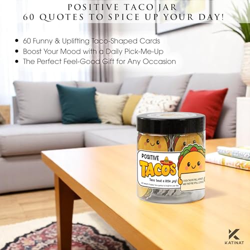 Positive Taco Jar with 60 Affirmation Cards - Uplifting Gifts for All