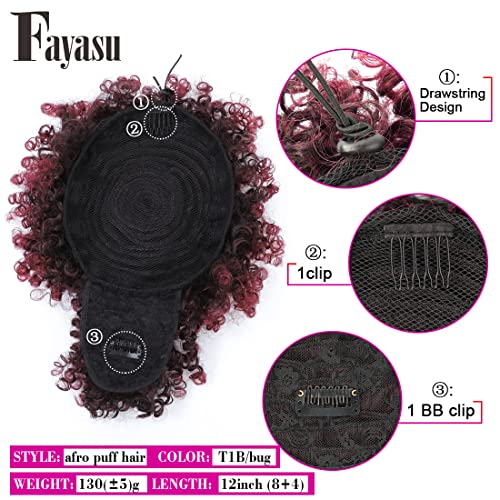 Afro Puff Drawstring Ponytail Extension with Bangs - Short Red